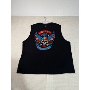 Way To Celebrate Patriotic Mens 3XL Muscle Tee Black United We Stand Skull Tank
